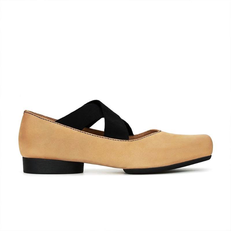 ! Shoes, Square Head Polished Retro Cross Strap Flat Heel Thick Heel, Ballet Shoes Single Shoes