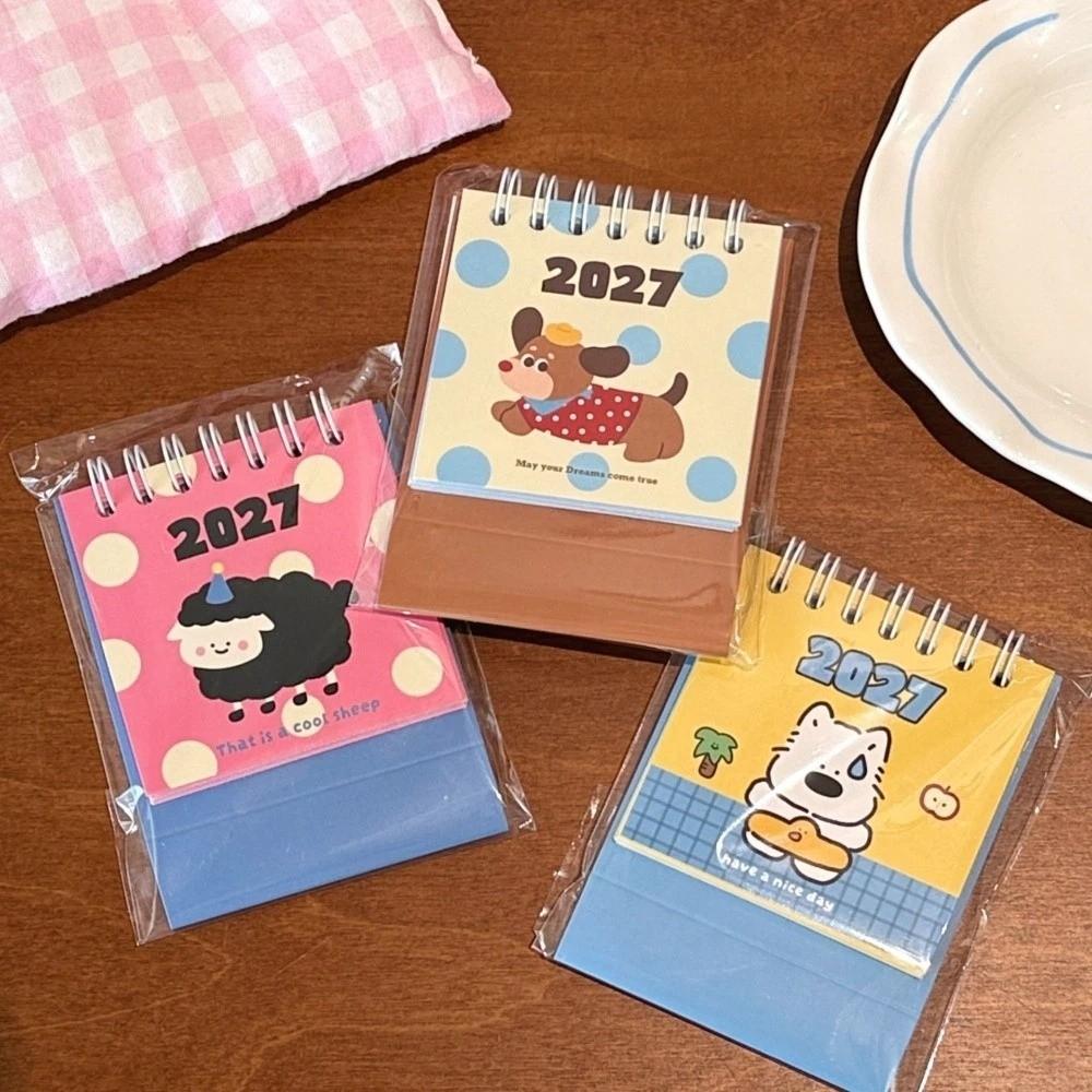 Animal Puppy 2027 Mini Desk Calendar Paper Material Desktop Calendar Gift Giving
