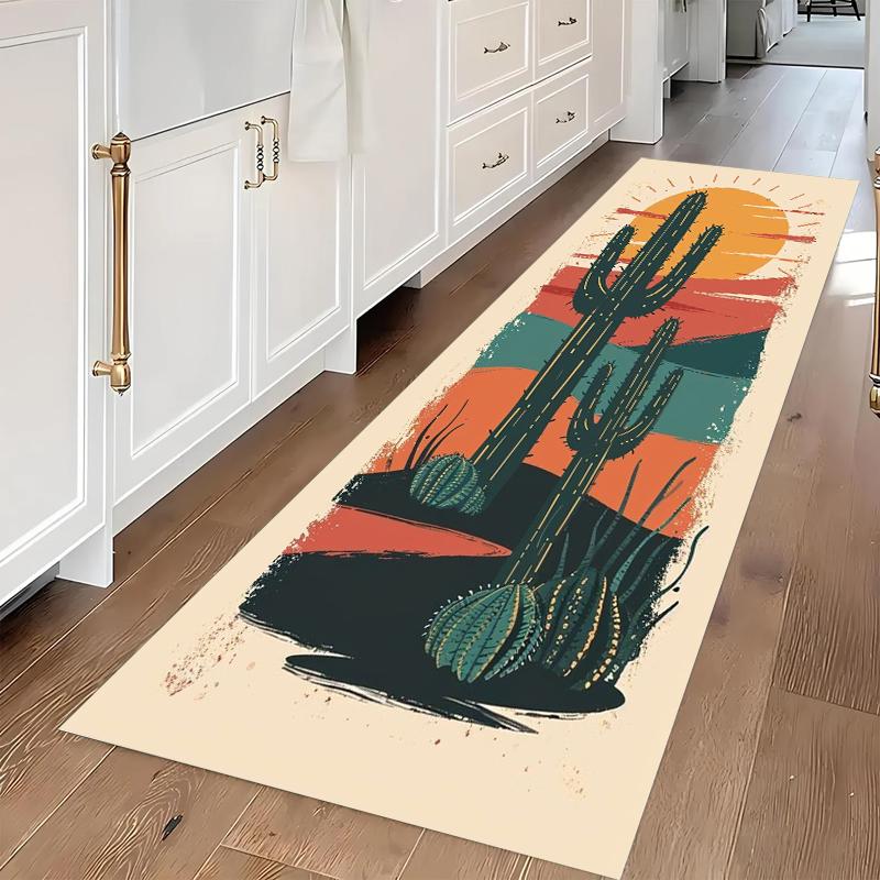 

Western Landscape Cactus Pattern Runner Rug Modern Home Decor Hallway Carpet Soft Non-slip Mat for Corridor Living Room Bedroom 40X120CM