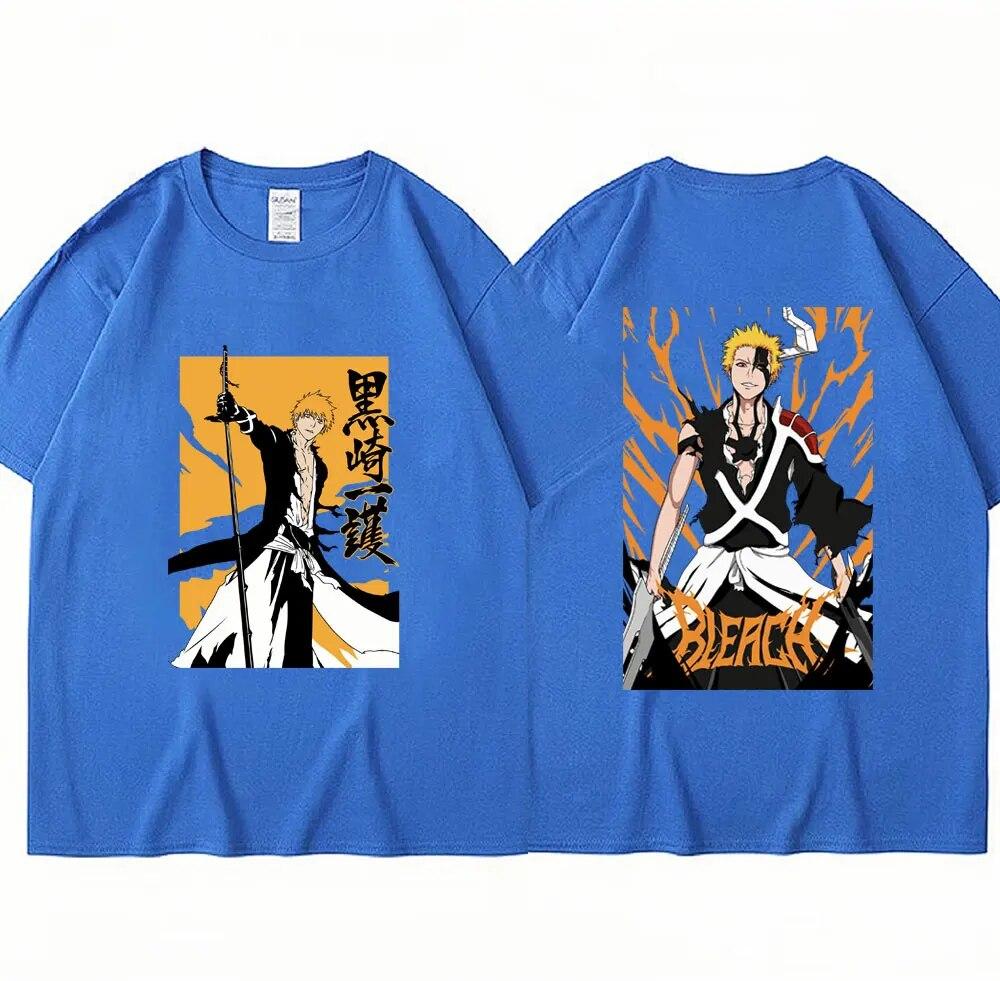 Japan Anime Bleach Kurosaki Ichigo T Shirt Unisex Women Fashion Oversized T-shirt Harajuku Short Sleeve Hip Hop T-shirts Streetwear