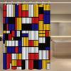 Vibrant Geometric Print Waterproof Shower Curtain For Bathroom, Mondrian Style Colorful Design High-End Toilet Partition Curtain