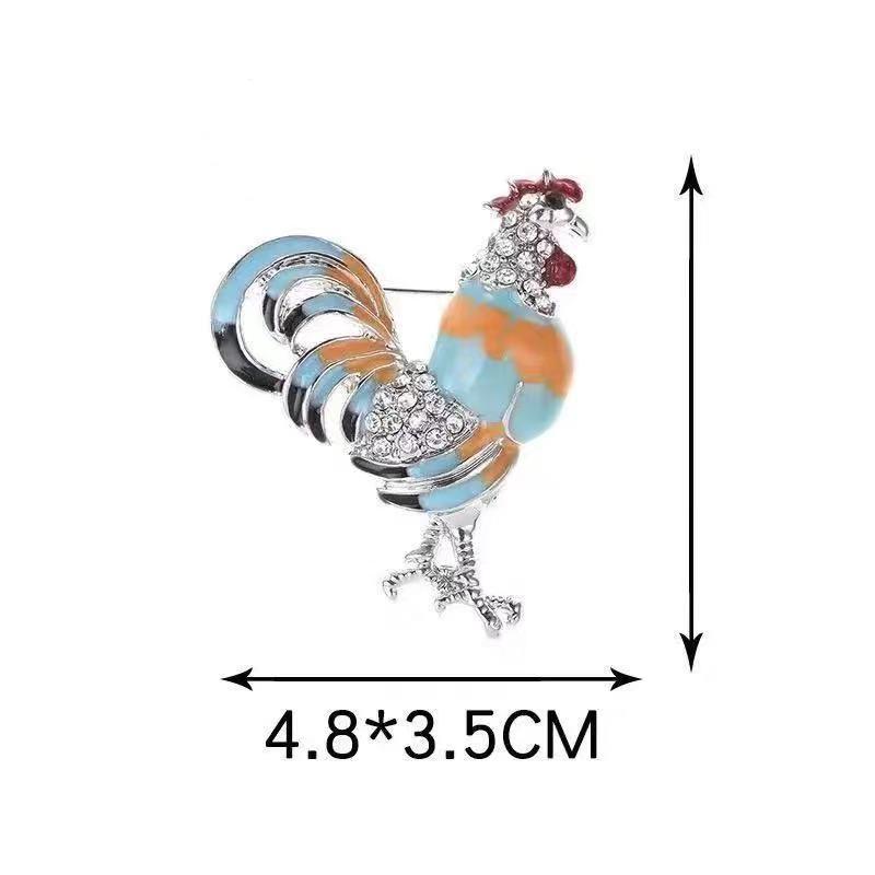 Cute Colour Rooster Brooch Pin For Women Enamel Animal Corsages Crystal Cock Jewelry Pins Gift