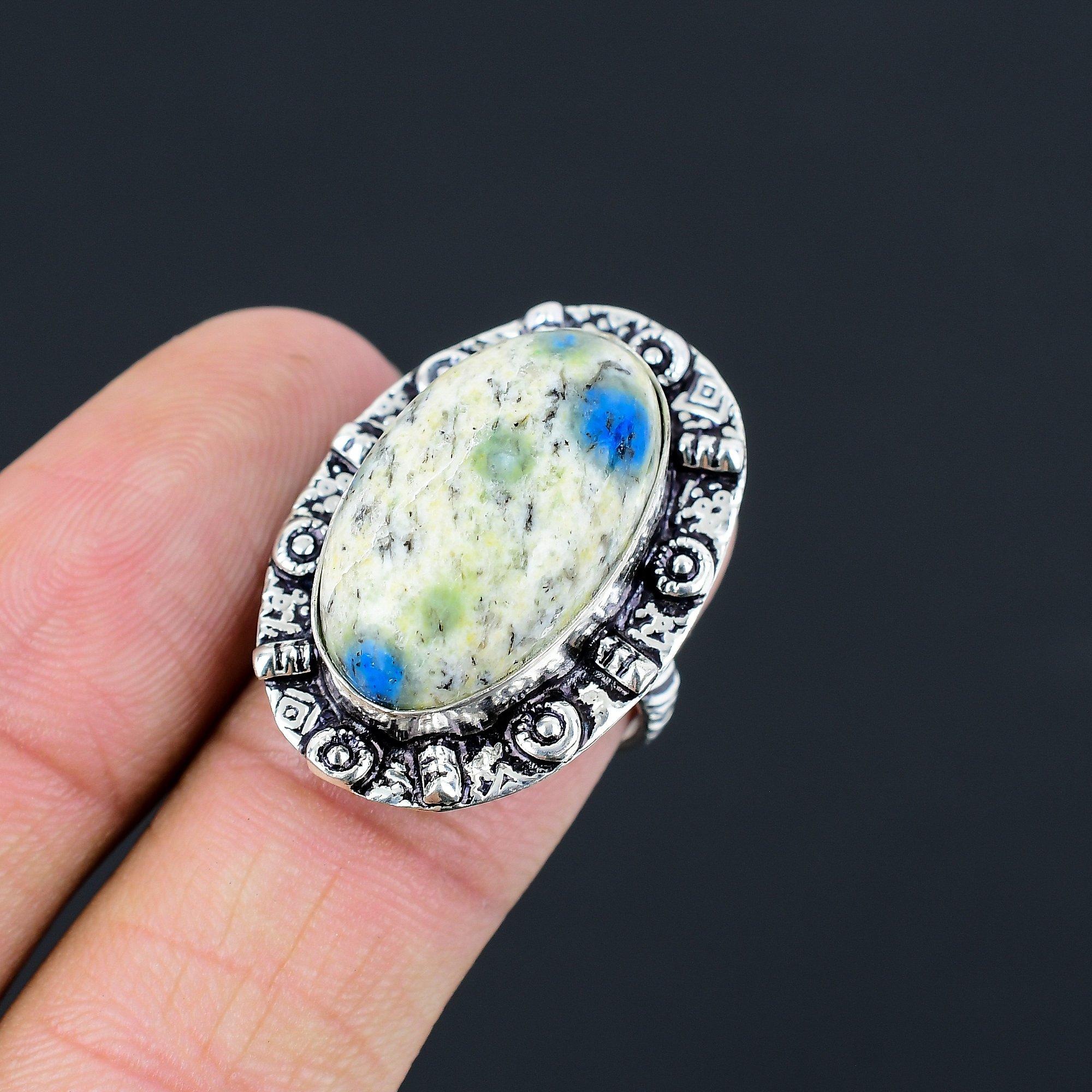 Birthday Gift For Her Natural K2 Jasper Solitaire Ring Size 7 925 Silver 7