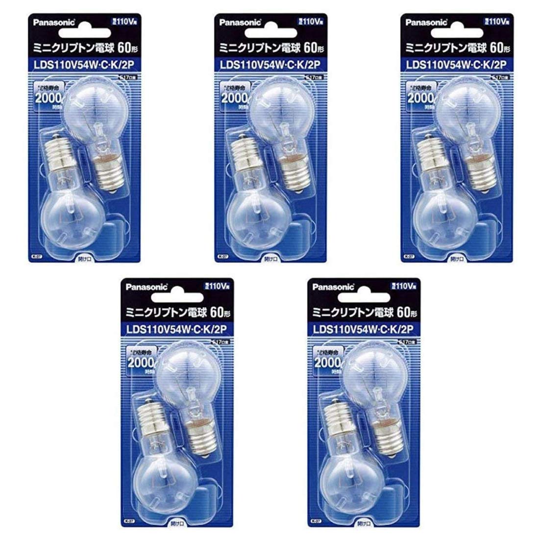 

Panasonic Mini Krypton Light Bulb 110V 60W Type E17 Base 35mm Diameter Clear 2 Pieces LDS110V54WCK2P of (54W) (Set 5)
