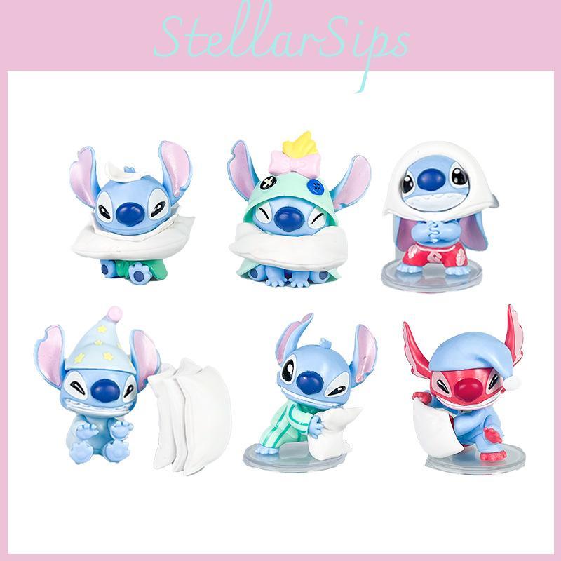 6 Pcs Stitch Sleepwear Pillow Design Mini Model Desktop Ornament Decor Set For Kids And Fans