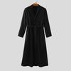 INCERUN Winter Autumn Men Long Sleeve Long Coat Belt Waist Casual Woolen Overcoat