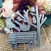Výřezy Ptačí strom pro výrobu přání, Kovové vyřezávací šablony Parková lavička, Kovová vyřezávací forma, Vyřezávací šablony pro scrapbooking, DIY leptaná embosovací šablona pro řemesla