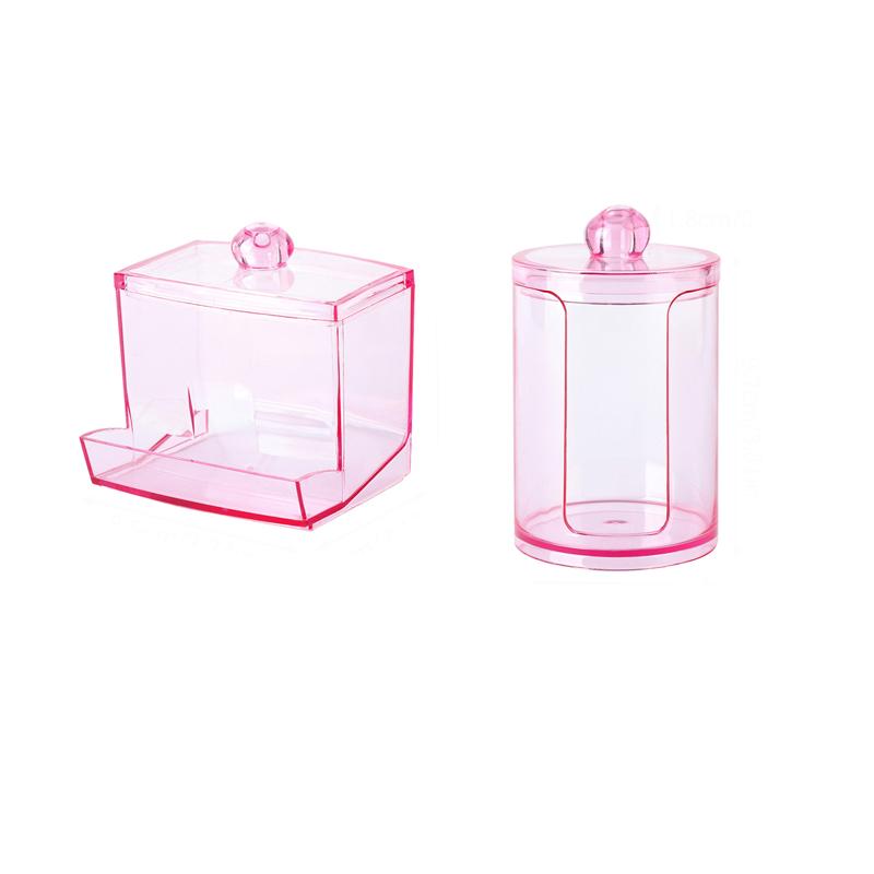 Qtip Holder Dispenser with Cotton Pads Jar Stackable Bathroom Counter Acrylic Organizer Storage Box Cotton Ball Cotton Swab