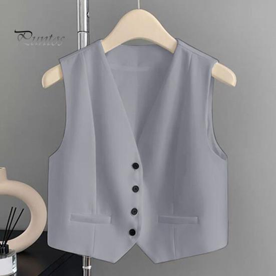 Women's Vest Top Sleeveless Suit Vest Single Breasted V-neck Waistcoat Dressy Casual Vest Jacket for Spring Summer