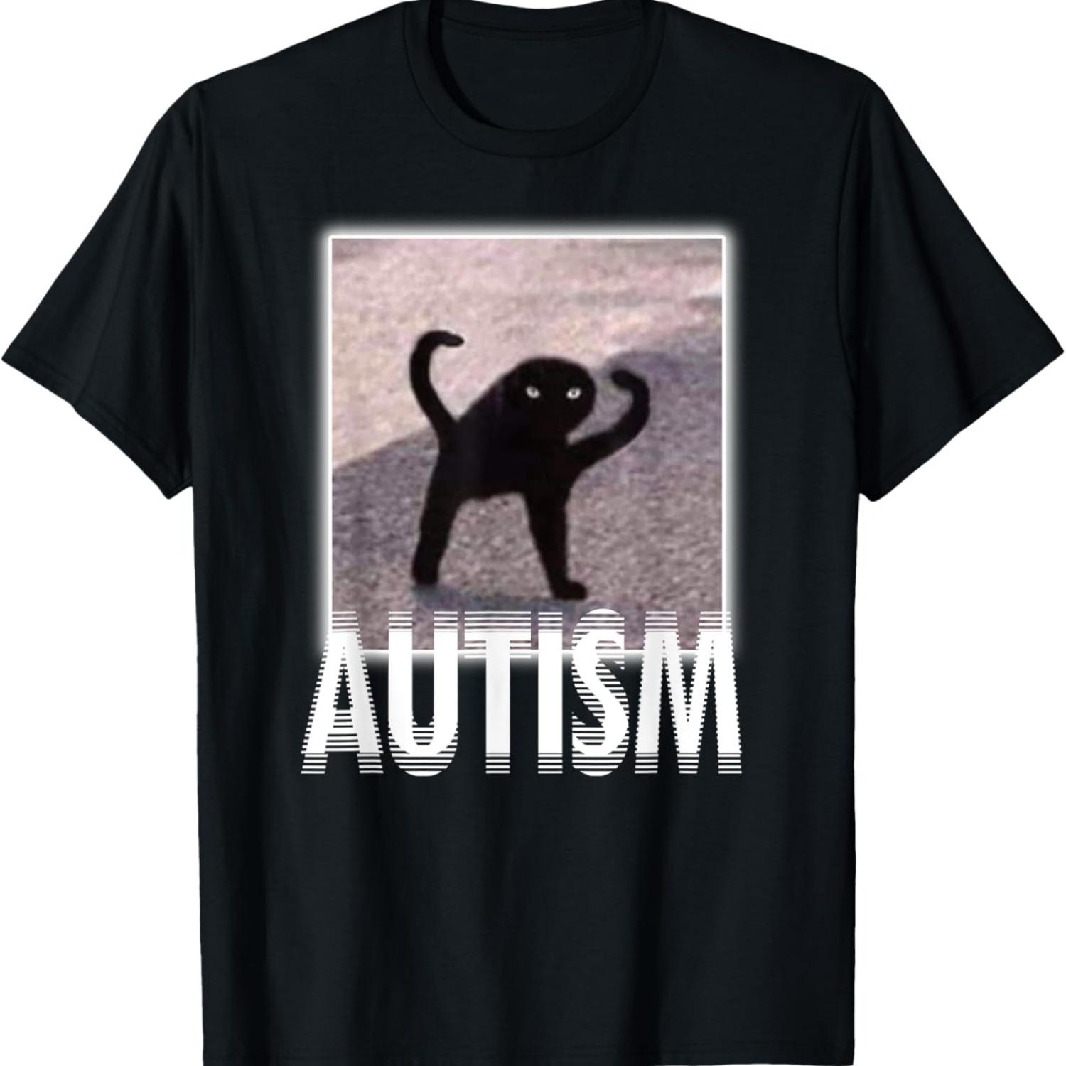 

Autism Cursed Cat Meme T-Shirt for Men Women S чёрный