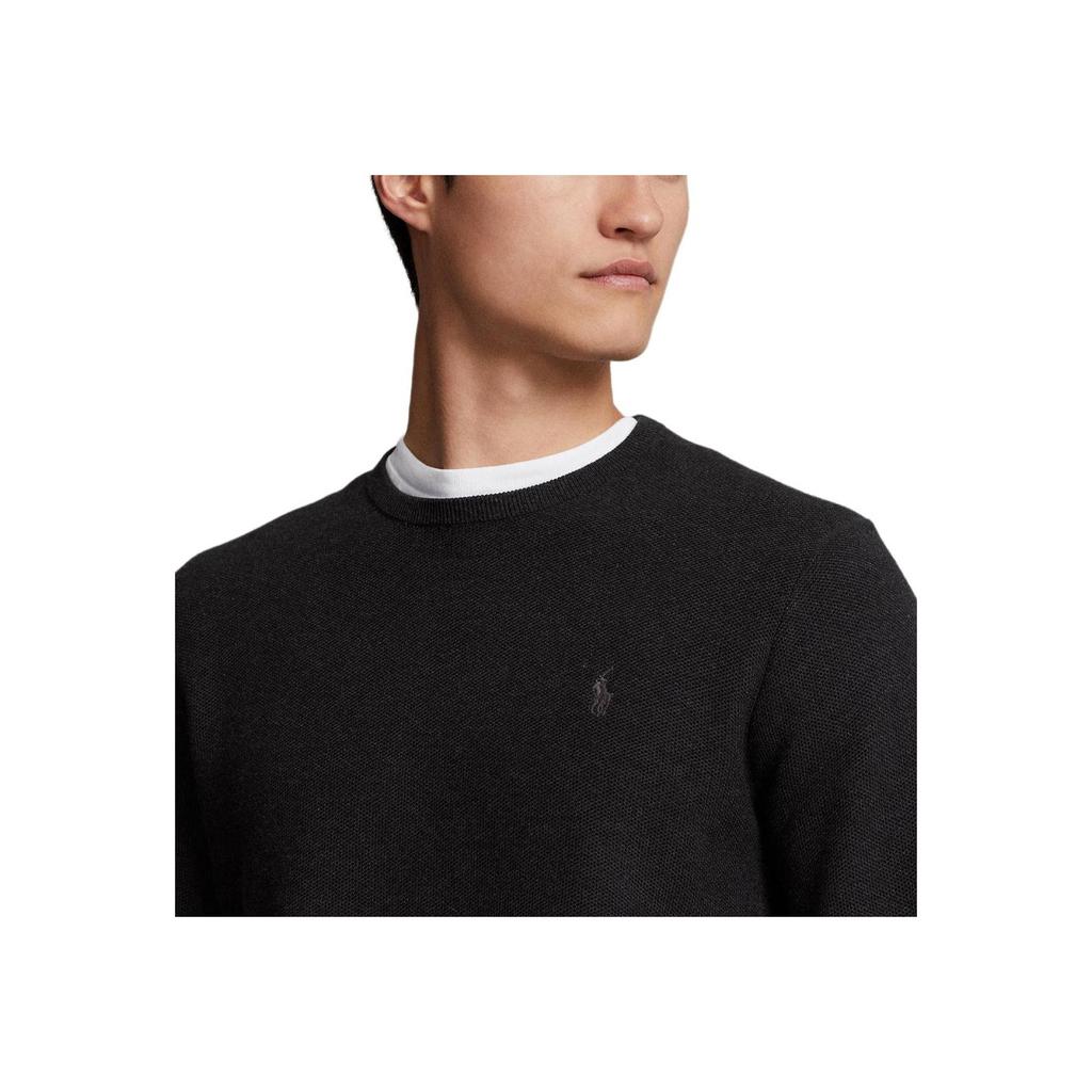 Polo Ralph Lauren FW24 Logo Embroidered Solid Color Crew Neck Long Sleeve Knit Sweater Men sweater Charcoal-Gray 710918163-005