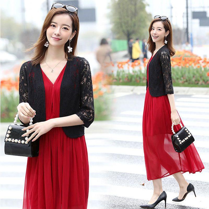 Lace Shawl Female Plus Size Cardigan Spring Summer Thin Coat Korean Version Sunscreen Air -conditioned Shirt