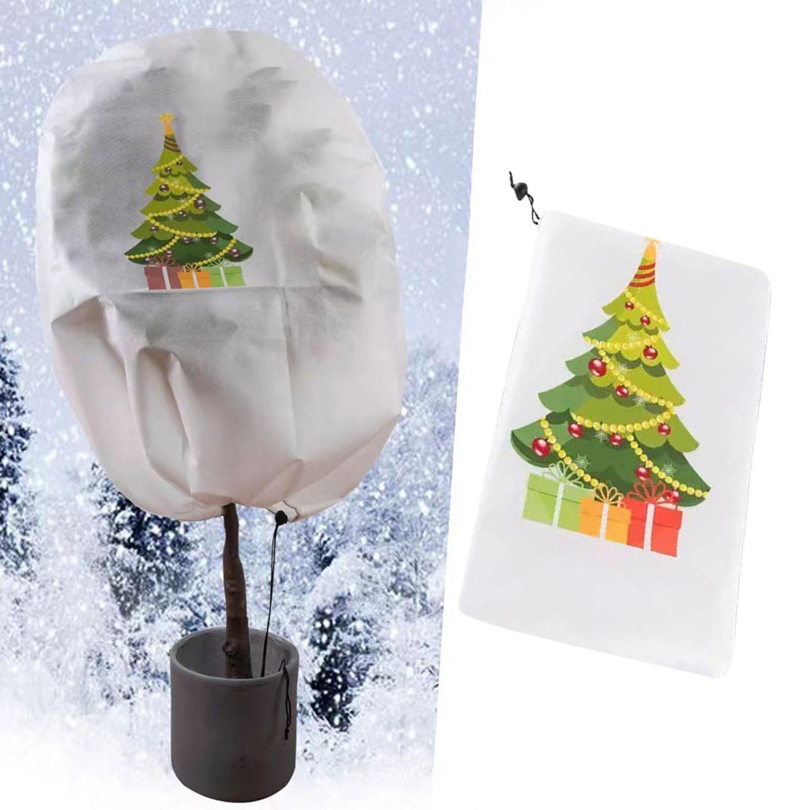 

Рождественский узор, чехлы для растений, замороженные утолщенные чехлы для растений, теплая растительная морозная ткань с завязками One Size