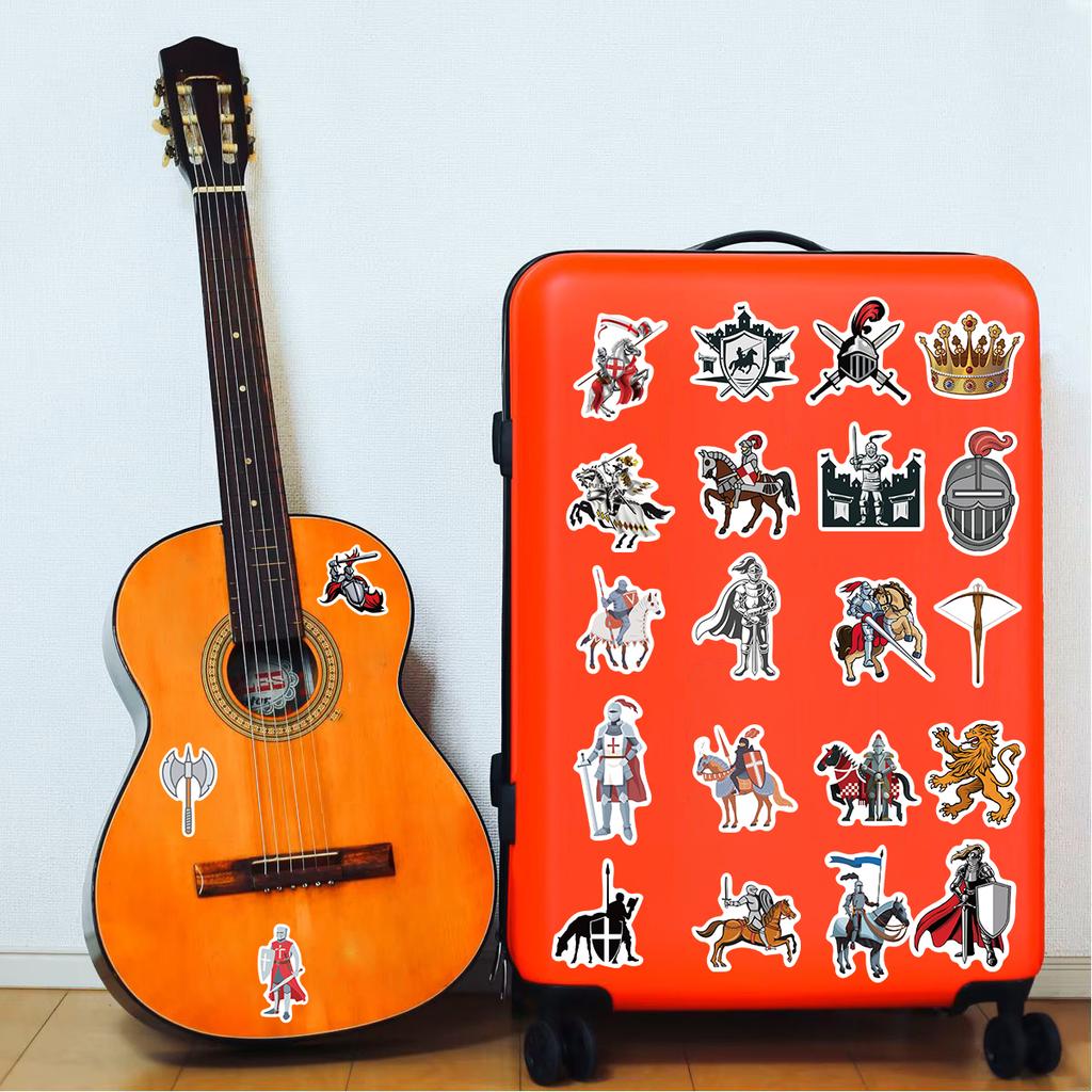 60PCS Medieval knight Stickers Scrapbook  Art DIY Gift Laptop Phone DIY Aesthetic Laptop Luggage Graffiti Decal Waterproof