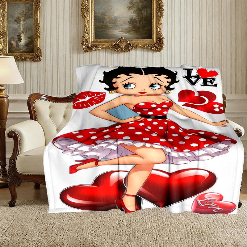 1pc Betty Boop Blanket, Super Cozy Printed Home Blanket, All-Season Warmth