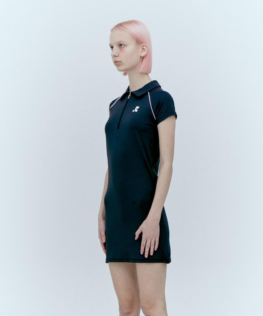 Rest And Recreation Collar Zip-Up Dress - Black