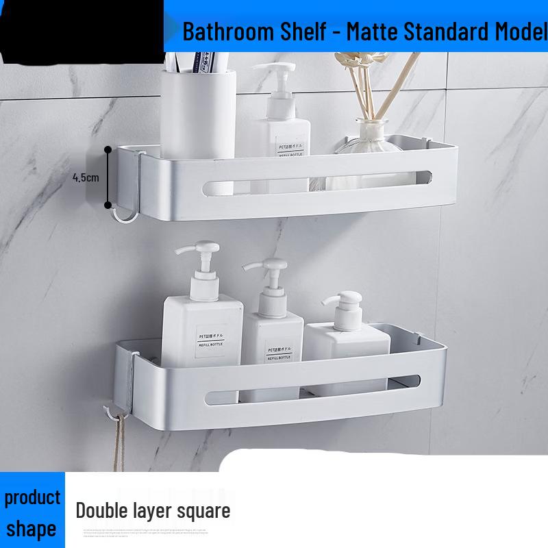 ZNMW Space Aluminum Double-Layer Matte Rectangular Corner Shelf