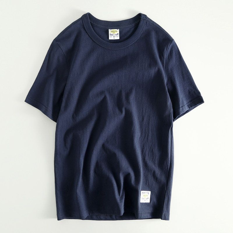 Leak-Picking! Export Export Japan Pure Cotton Men Casual Pure Color Short Sleeve T-Shirt Tail Order Cattle Goods OEM Goods Bottoming Shirt