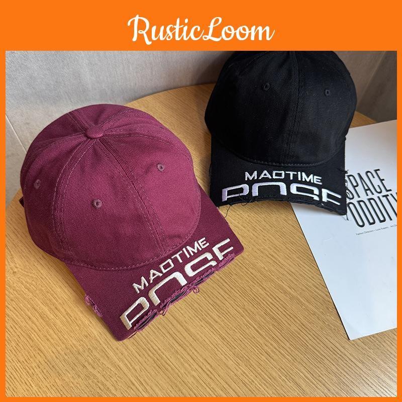 Letter Madtime Embroidery Cotton Cap With Wide Brim Outdoor Sun Protection Gift