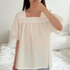 New Arrivals Open Run Women Floral Punching Lace Square Neck Puff Sleeve Boxy Bl