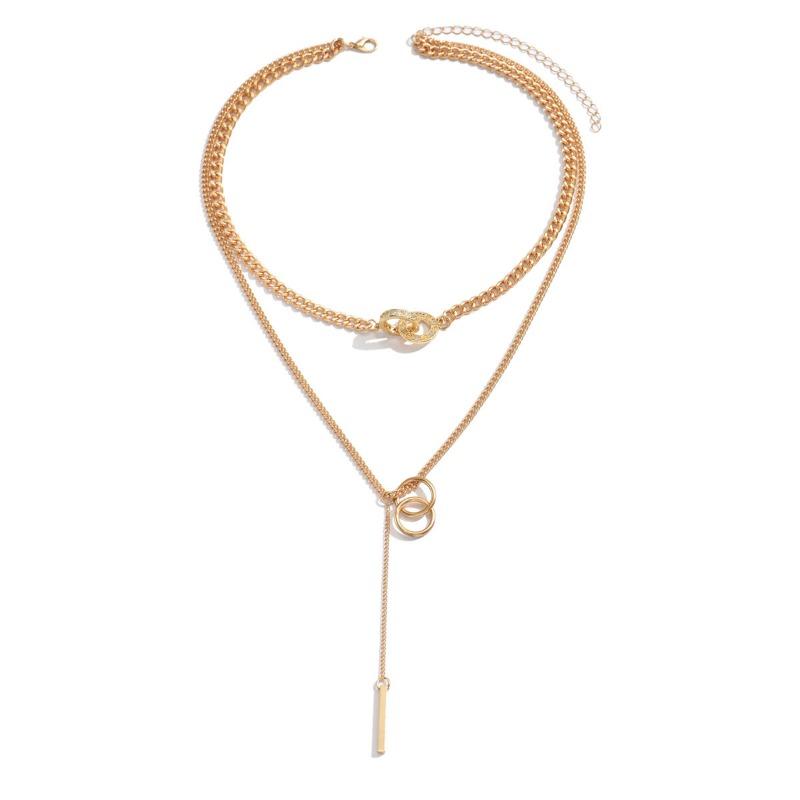 Long necklace, alloy diamond-encrusted jewelry, light luxury niche necklace, women's tassel stacked collarbone chain