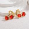 Exquisite Inlaid Diamond Fruit Series Stud Earrings: Apple & Cherry - Luxurious Christmas Style