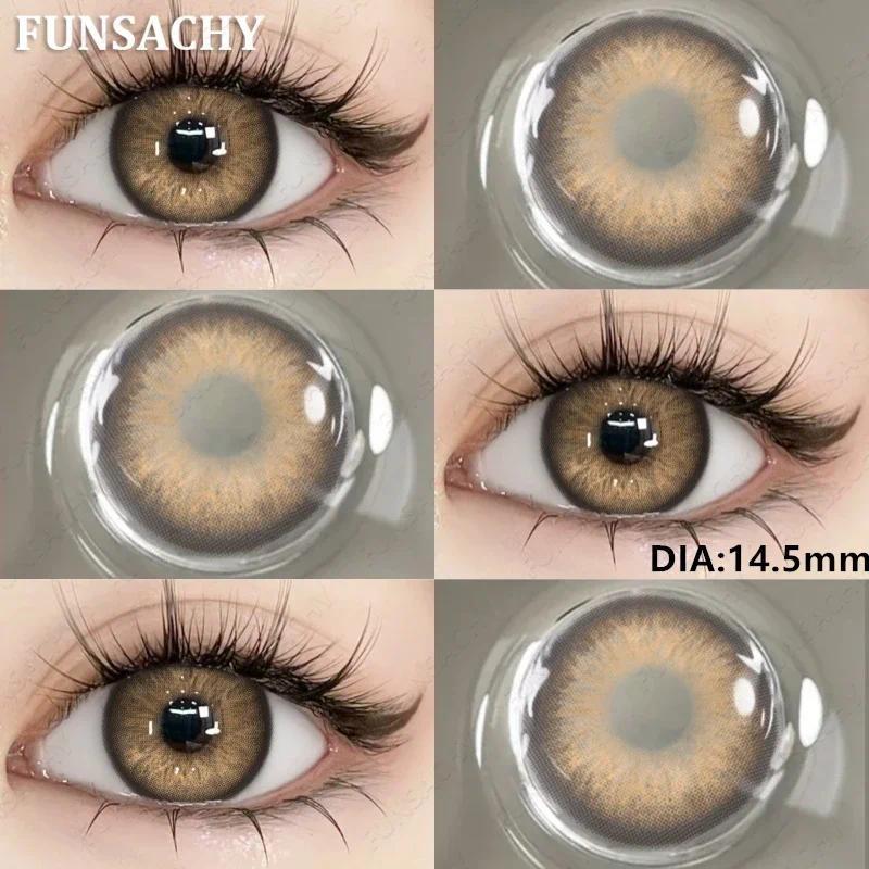 FUNSACHY 2 st Naturliga Kontaktlinser för Ögon Färgade Blå Kontaktlinser Grå Vacker Pupill Grön Lins Ögonmakeup Koreanska Linser