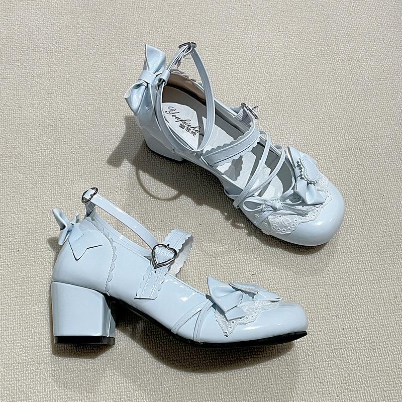 Ballet Style Thick Heel Women Lolita Mary Jane Shoes Fashion Butterfly-knot Outdoor Women s Party Dress Pumps 35 4119₽