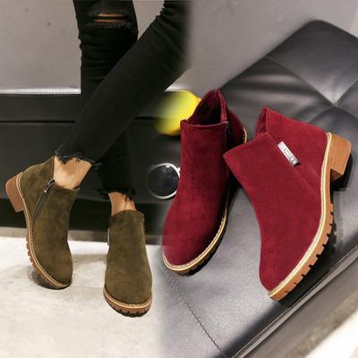 Fashion Faux Suede Women's Ankle Boots British Style Girls Naked Booties Round Toe Winter Shoes Fashion Woman Flat 1 Boot