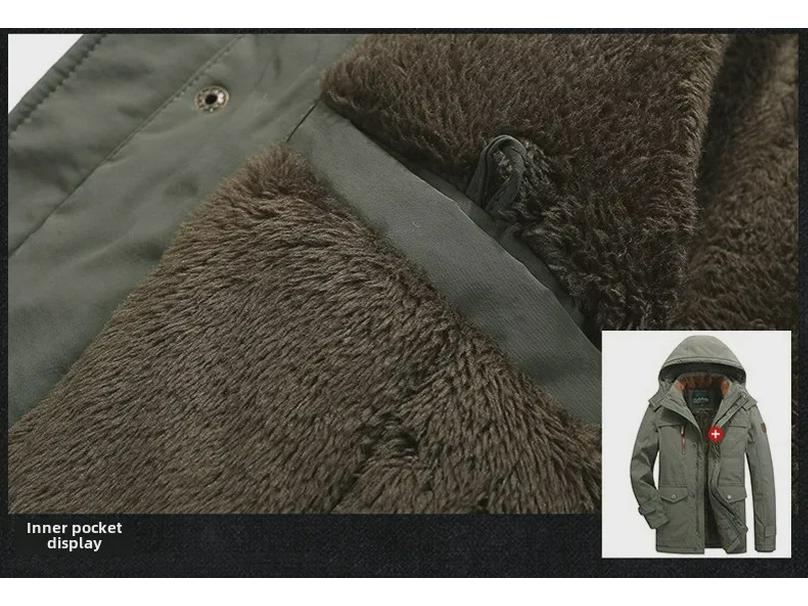 Men's Winter Multi-Pocket Cotton Coat - Thickened, Loose, Cold-Resistant, Casual Style 8186