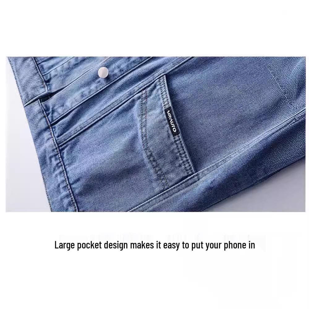 Women's Casual Denim Vest - Spring 2026, Loose Fit, Plus Size, Short Jacket with Pockets