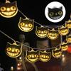 Halloween 10/20 LED Battery Powered String Lights With Ghost Witch Cat Pumpkin Spider Web Skeleton Mummy Pirate Shape Indoor