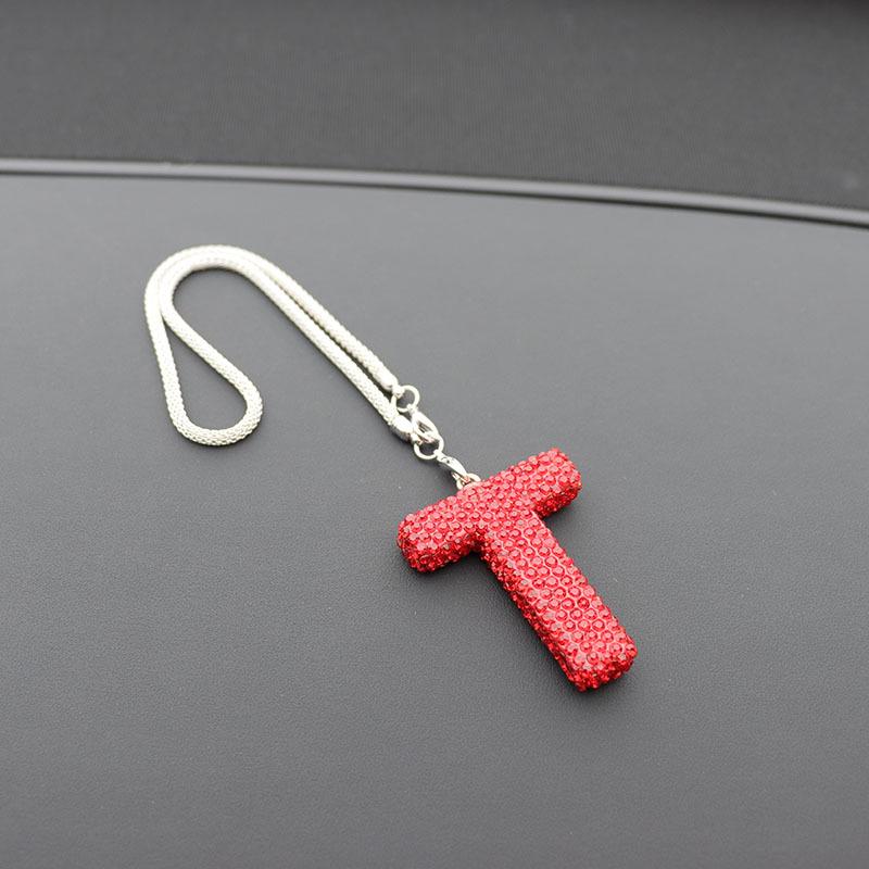 Rhinestone Ceramic Cross Pendant for Car Mirror Decor