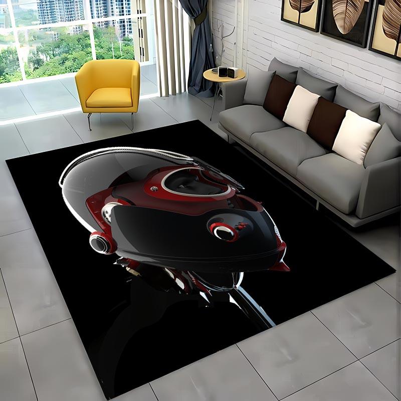 

3D Printing Cool Motorcycle Helmet Carpets for Home Living Room Children s Bedroom Sofa Doormat KitchenFloor Rugs Anti-slipDecor 40x60cm (16x24in)