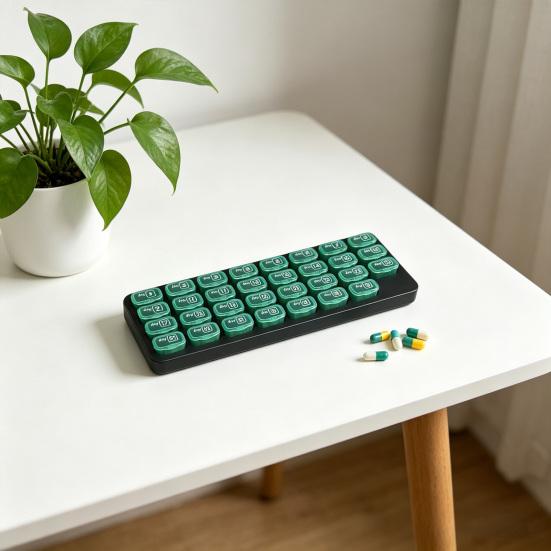 Monthly Pill Organizer 31 Day Portable Travel Pill Box with Numbered Compartments Easy Open Pill Case for Daily Medication And Supplement