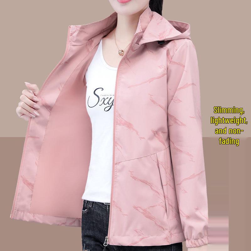 Women's 2024 Hooded Jacket: Spring & Autumn Baseball Style for Middle-Aged Mothers
