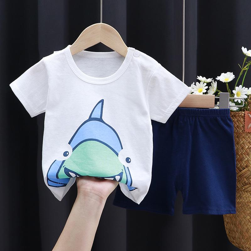2025 Kids' Short Sleeve Summer Pajama Set - Boys and Girls Baby T-shirt and Shorts