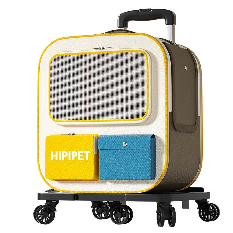 Portable Pet Carrier Trolley: Large Capacity Double Shoulder Bag for Dogs & Cats