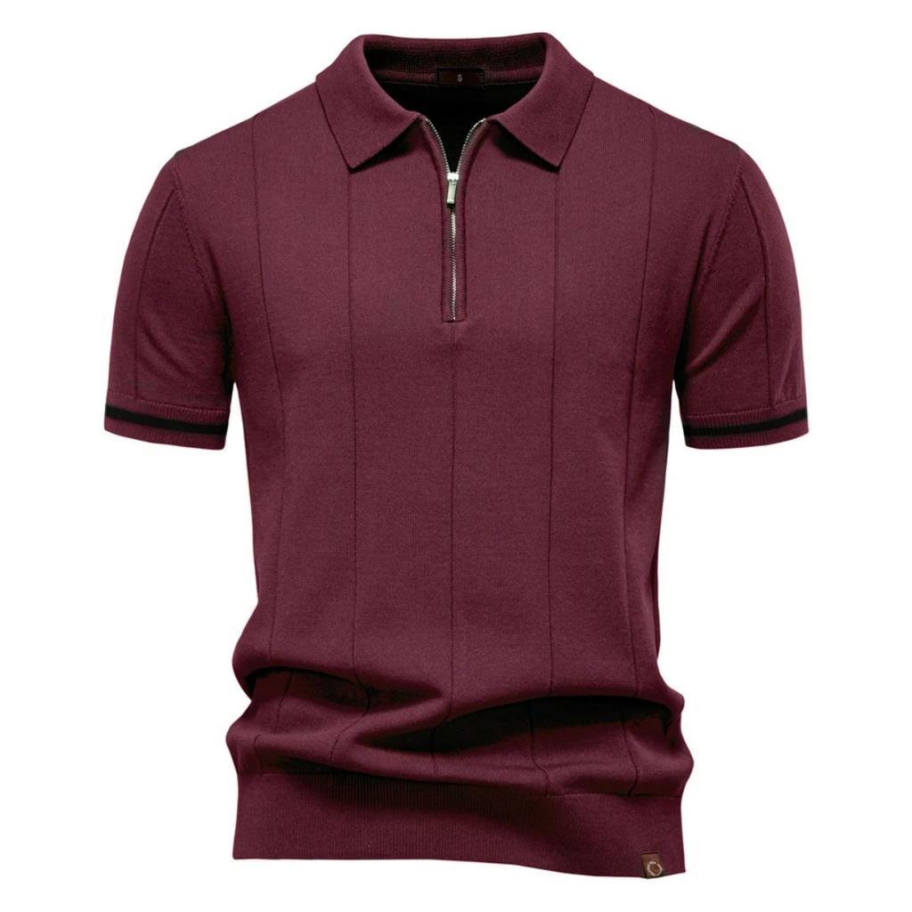 TrendHub Men's Solid Color Sport Zipper Polo Shirt Athletic Social Polo Shirts for Men Office Slim Fit Polo