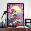 Surfing Dragons Great Wave Poster Customized Wall Art Vintage Metal Signs Retro Tin Plaque for Man Cave Decoration Gaming House