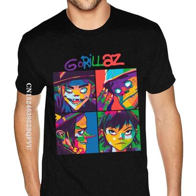 Quality Gorillaz Tee Shirts T-Shirt Men Mens Big Size Black Shirts Fitness TightNormal Tees Hot Sale Cotton Mens Tshirts