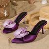 Modische Elegante Mit Blumen Dekorierte Marken High Heel Sandalen Damenmode Spitzzehe Dünner Absatz Pantoletten Luxus Bankett Kleiderschuhe