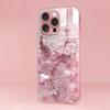 Pink Crystal Phoenix Pattern Metallic Paint Glass Hard Phone Case For iPhone 17 Air 17 16 15 14 13 12 11 Pro Max Plus 16E Cover