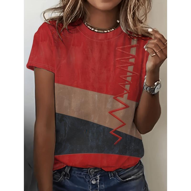 

Short-sleeved round neck casual top, summer and spring S