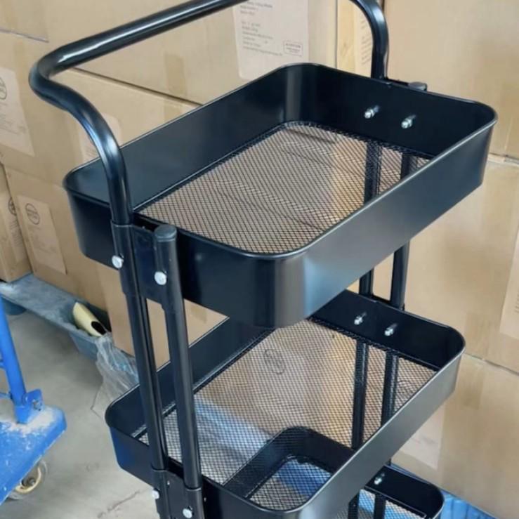 

Багаторівнева стійка для зберігання закусок: Підлогова, Кругла Полиця-Візок з Вуглецевої Сталі 3 Layers