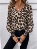 Classic Leopard Print V-neck  Sleeve Long-sleeved Shirt