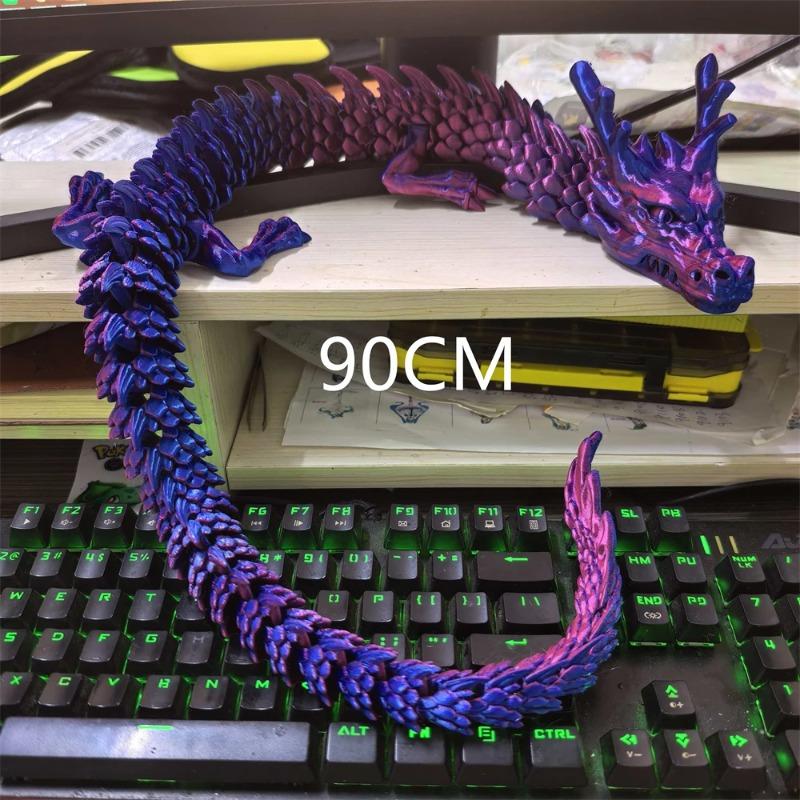 30CM 90cm 3D Printed Conjoined Dragon Ornaments Joints Can Move Creative Dragon Plants Rockery Fish Tank Landscaping Decoration