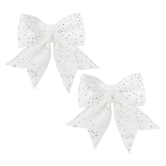 2Pcs Christmas Glitter Bowknot Reusable DIY Xmas Tree Gift Box Wreath