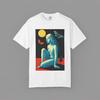 Blue Woman Illustration T-Shirt and Kids Tshirt | Moonlit Moths Art Print | Unisex Heavyweight T-Shirt and Kids Tshirt