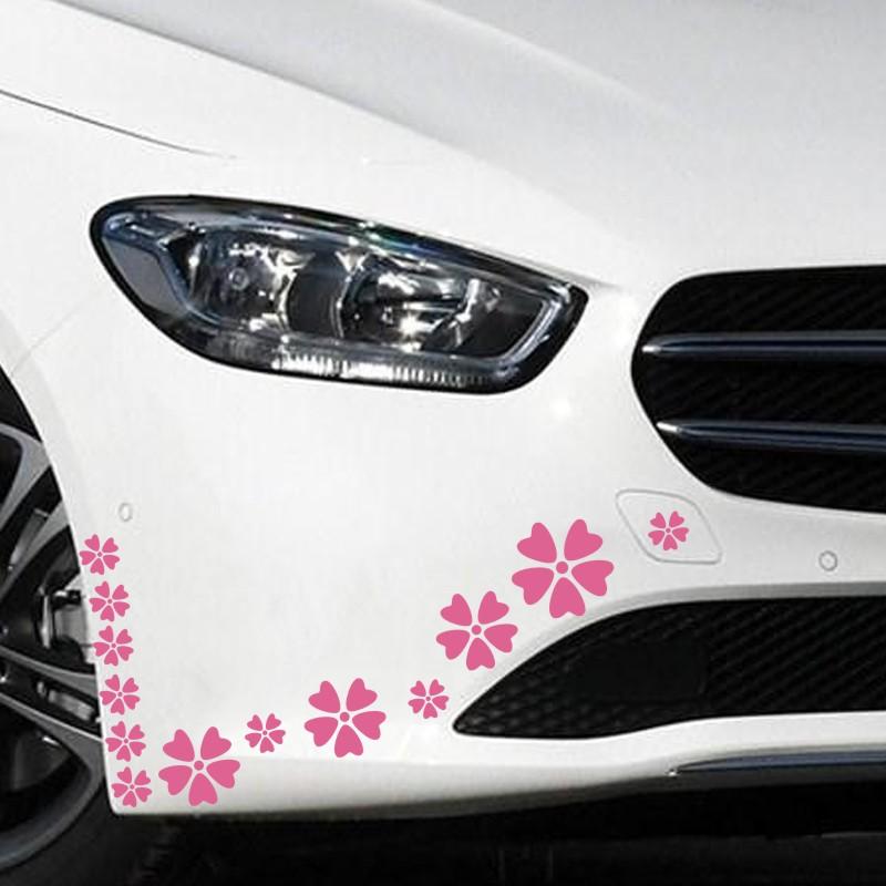 11pcs Sakura Car Stickers DIY Auto Fender Body Bumper Cover Scratch Decoration Flower Vehicle Accessories Durable Vinyl Decals